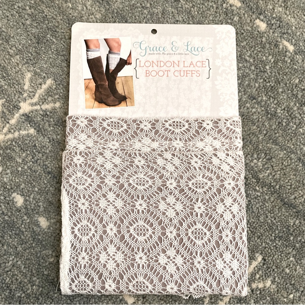 NWT Grace & Lace London Lace Boot Cuffs - Light Grey